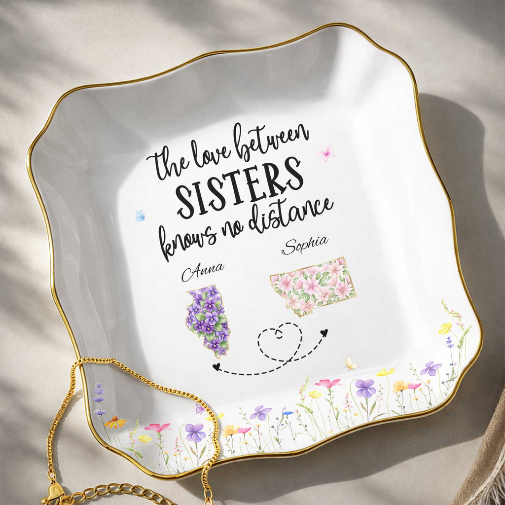 Personalized Lace Jewelry Dish Custom Name Gift for Sister Lace Square Jewelry Dish GradoCreations