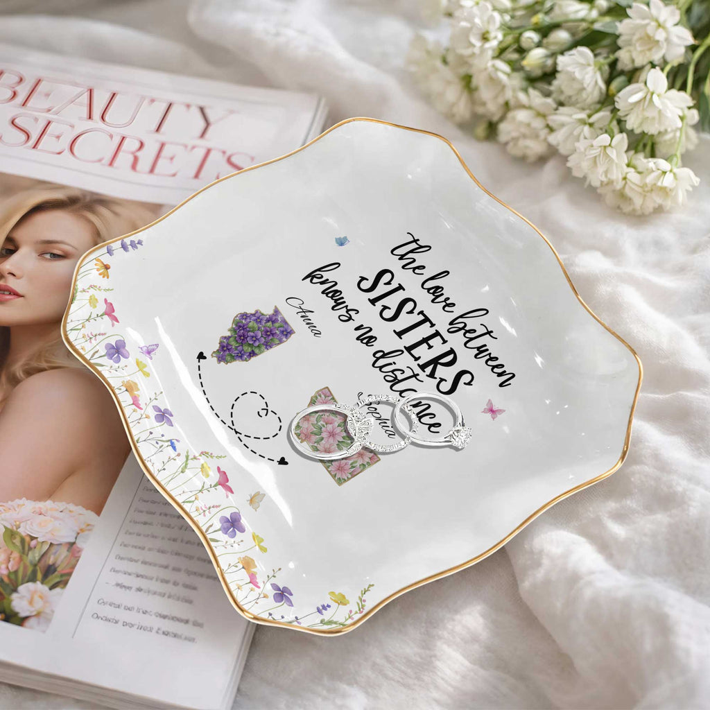 Personalized Lace Jewelry Dish Custom Name Gift for Sister Lace Square Jewelry Dish GradoCreations