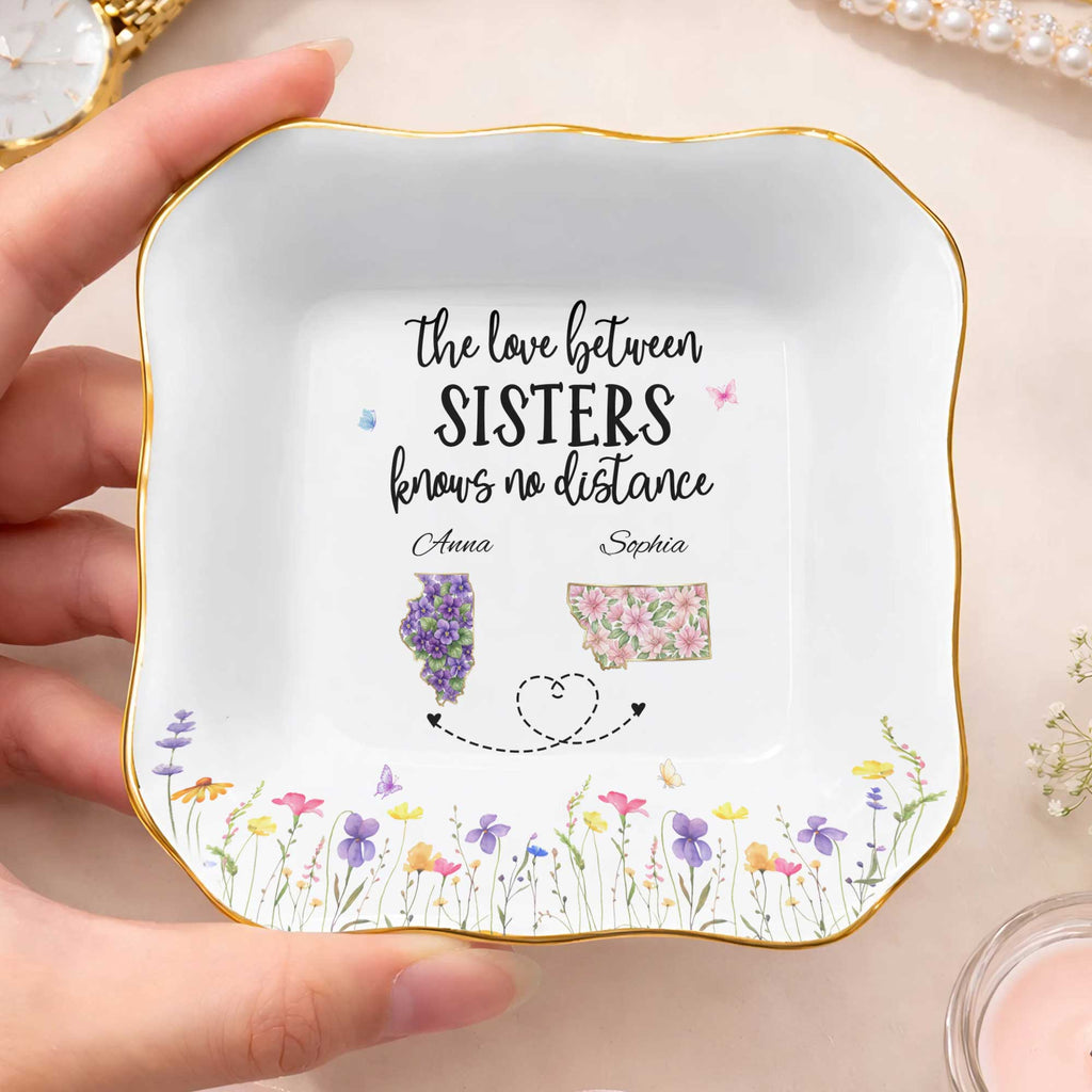 Personalized Lace Jewelry Dish Custom Name Gift for Sister Lace Square Jewelry Dish GradoCreations