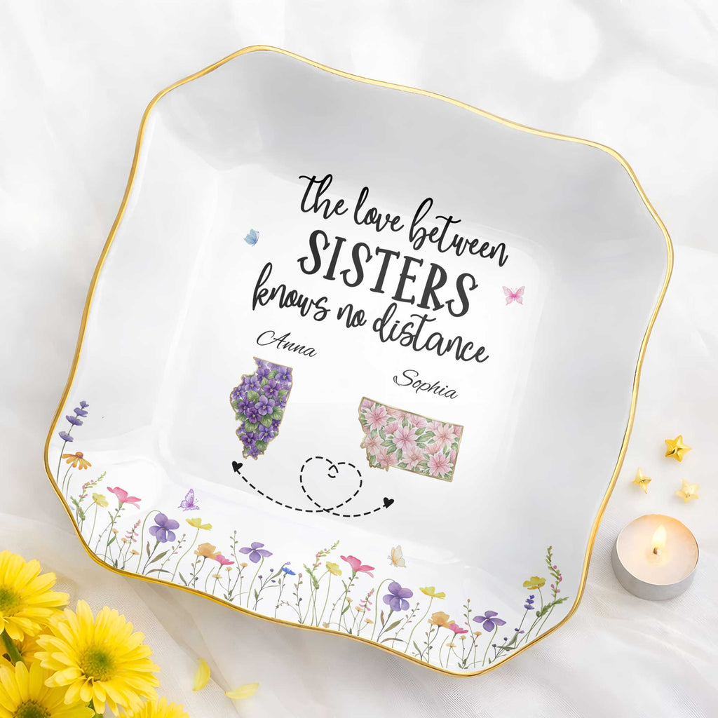 Personalized Lace Jewelry Dish Custom Name Gift for Sister Lace Square Jewelry Dish GradoCreations