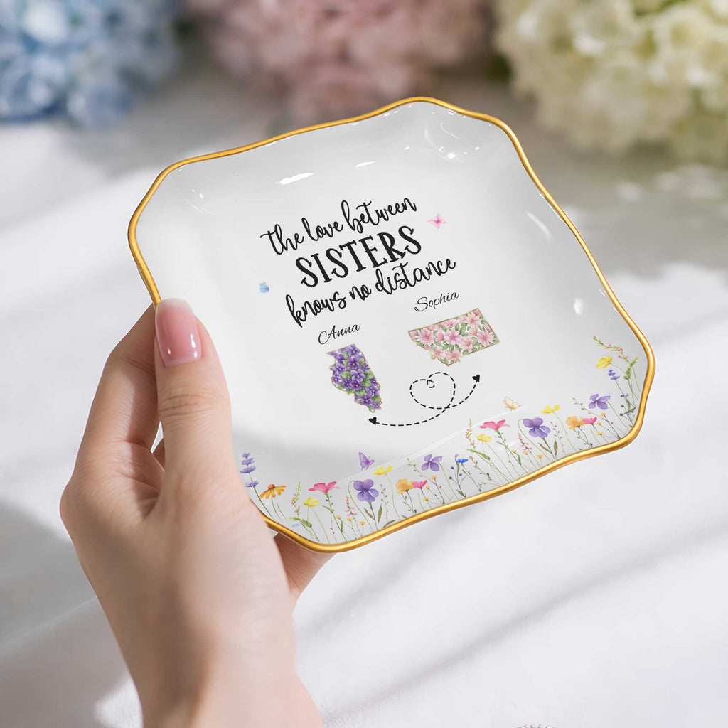 Personalized Lace Jewelry Dish Custom Name Gift for Sister Lace Square Jewelry Dish GradoCreations