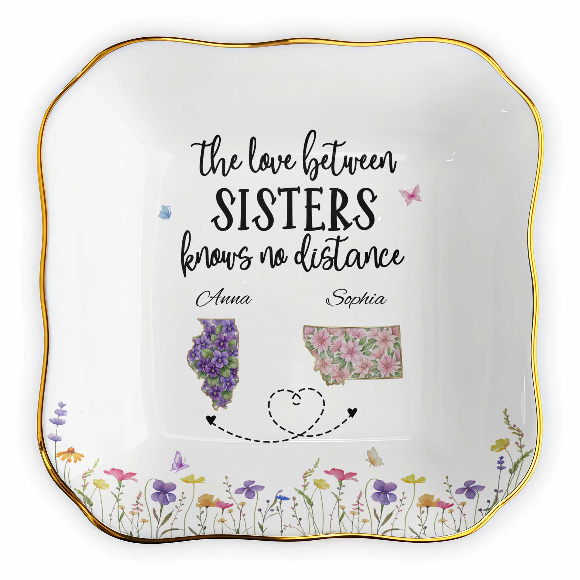 Personalized Lace Jewelry Dish Custom Name Gift for Sister Lace Square Jewelry Dish GradoCreations