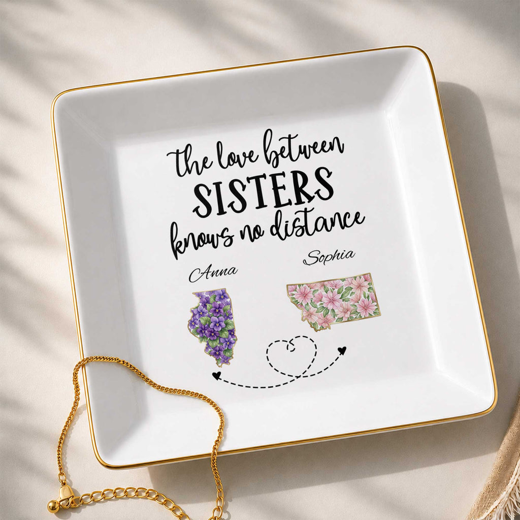 Personalized Floral Jewelry Dish Custom Name Gift for Sister Jewelry Dish GradoCreations