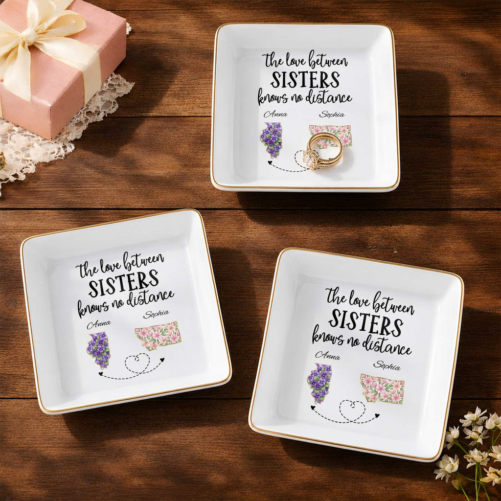 Personalized Floral Jewelry Dish Custom Name Gift for Sister Jewelry Dish GradoCreations