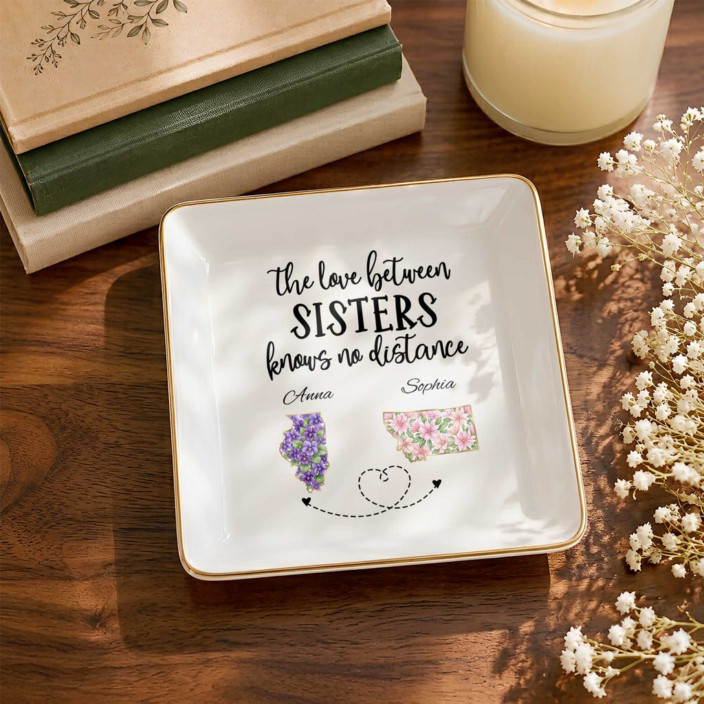 Personalized Floral Jewelry Dish Custom Name Gift for Sister Jewelry Dish GradoCreations