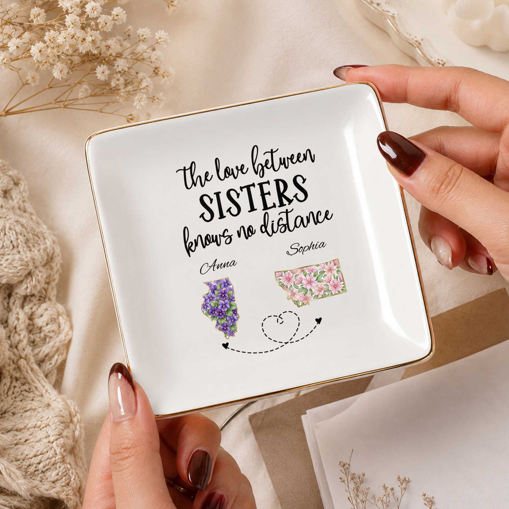 Personalized Floral Jewelry Dish Custom Name Gift for Sister Jewelry Dish GradoCreations