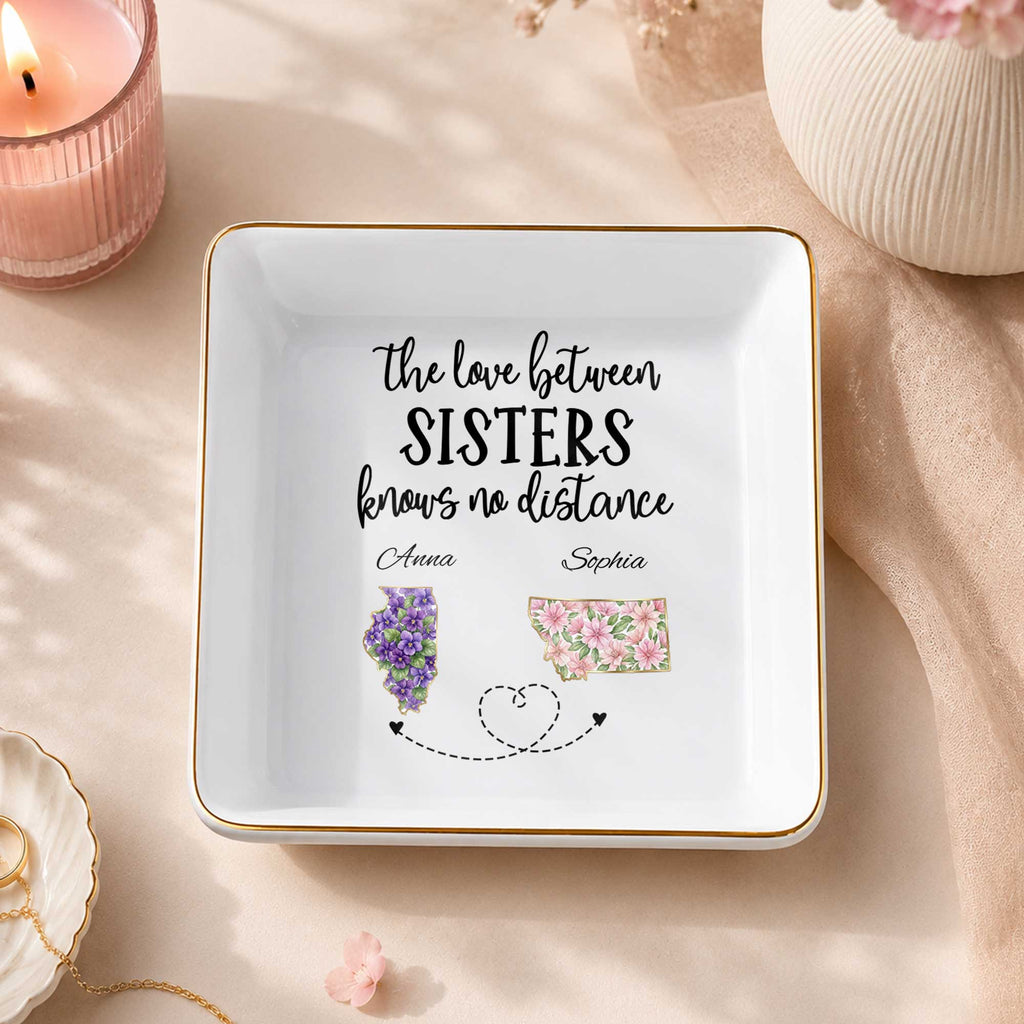 Personalized Floral Jewelry Dish Custom Name Gift for Sister Jewelry Dish GradoCreations