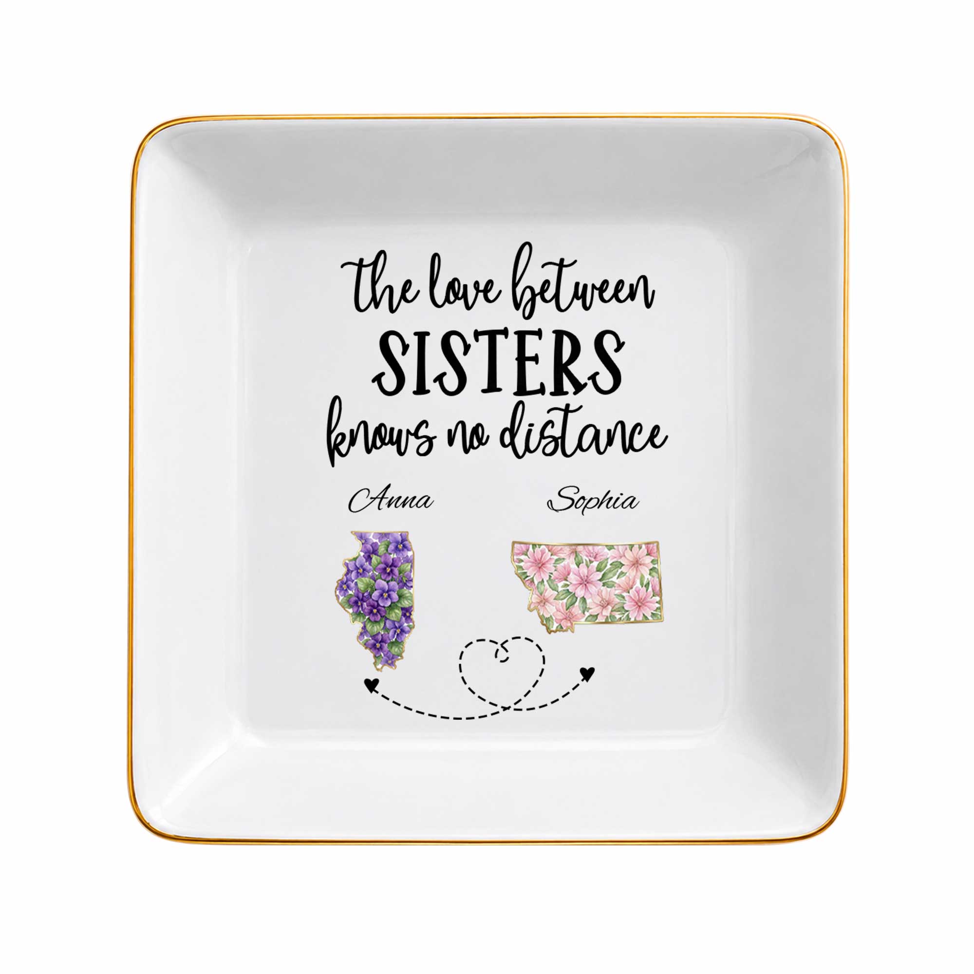 Personalized Floral Jewelry Dish Custom Name Gift for Sister Jewelry Dish GradoCreations