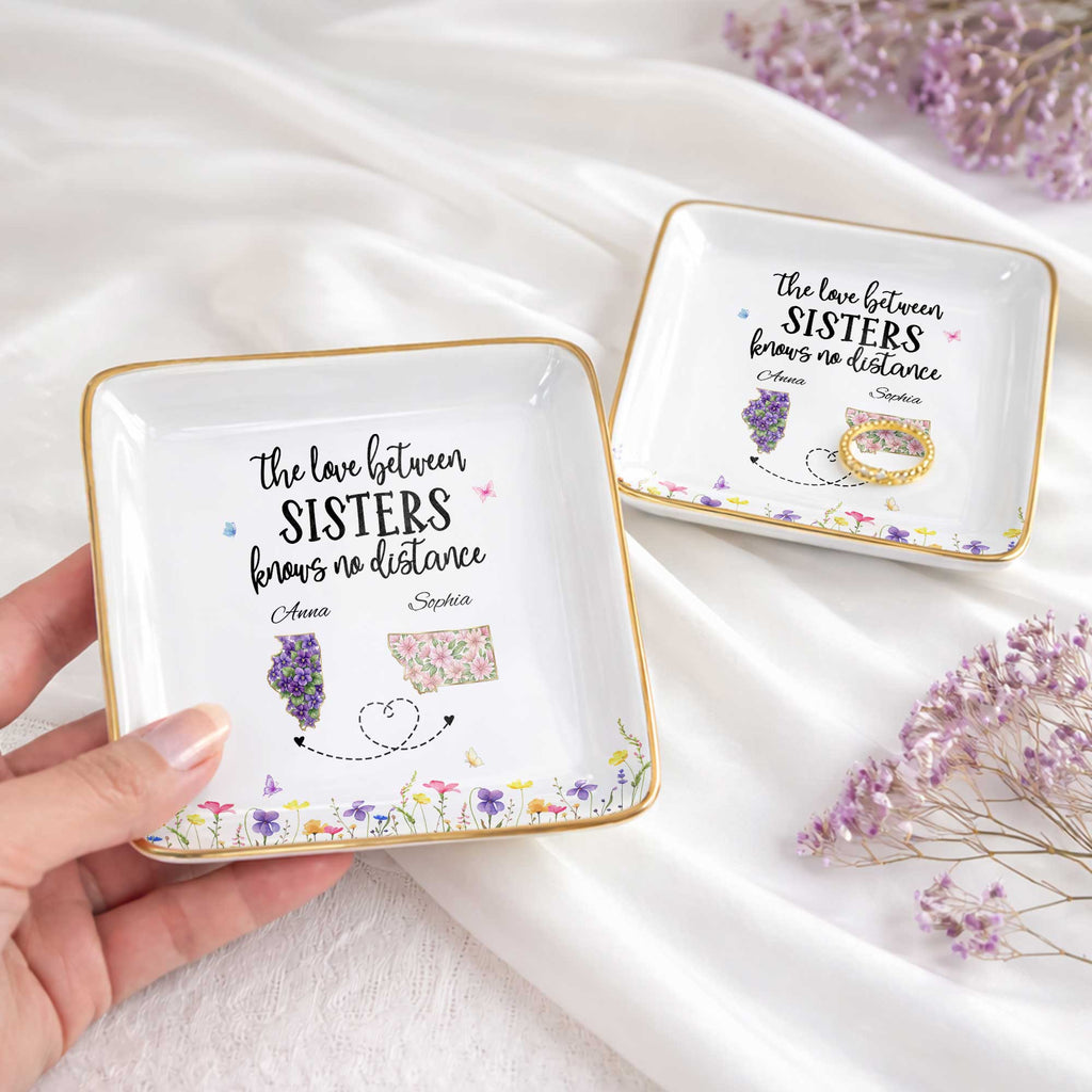 Personalized Floral Jewelry Dish Custom Gift for Sister Jewelry Dish GradoCreations