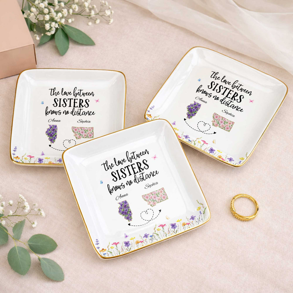 Personalized Floral Jewelry Dish Custom Gift for Sister Jewelry Dish GradoCreations