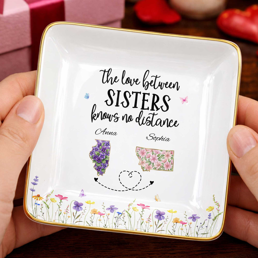 Personalized Floral Jewelry Dish Custom Gift for Sister Jewelry Dish GradoCreations