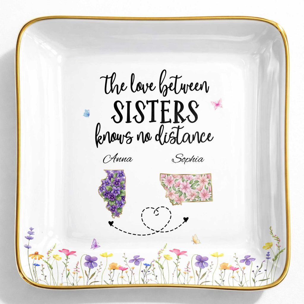 Personalized Floral Jewelry Dish Custom Gift for Sister Jewelry Dish GradoCreations