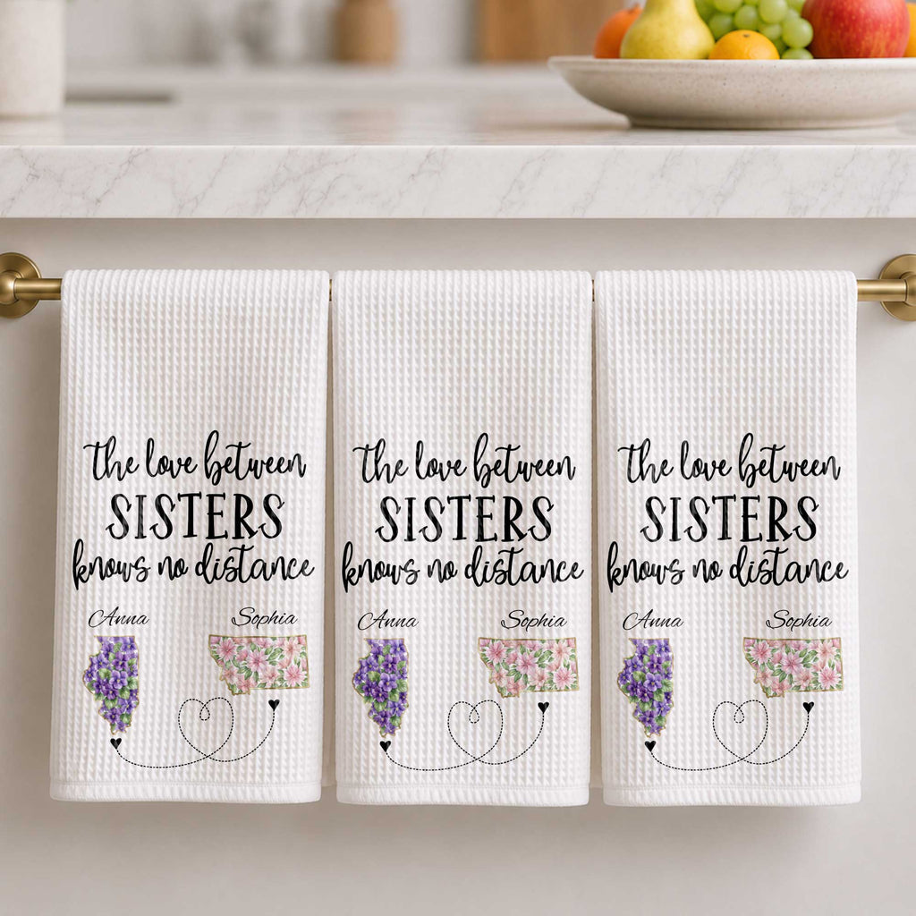 Personalized Floral State Map Kitchen Towel Gift for Sister Kitchen Towel GradoCreations