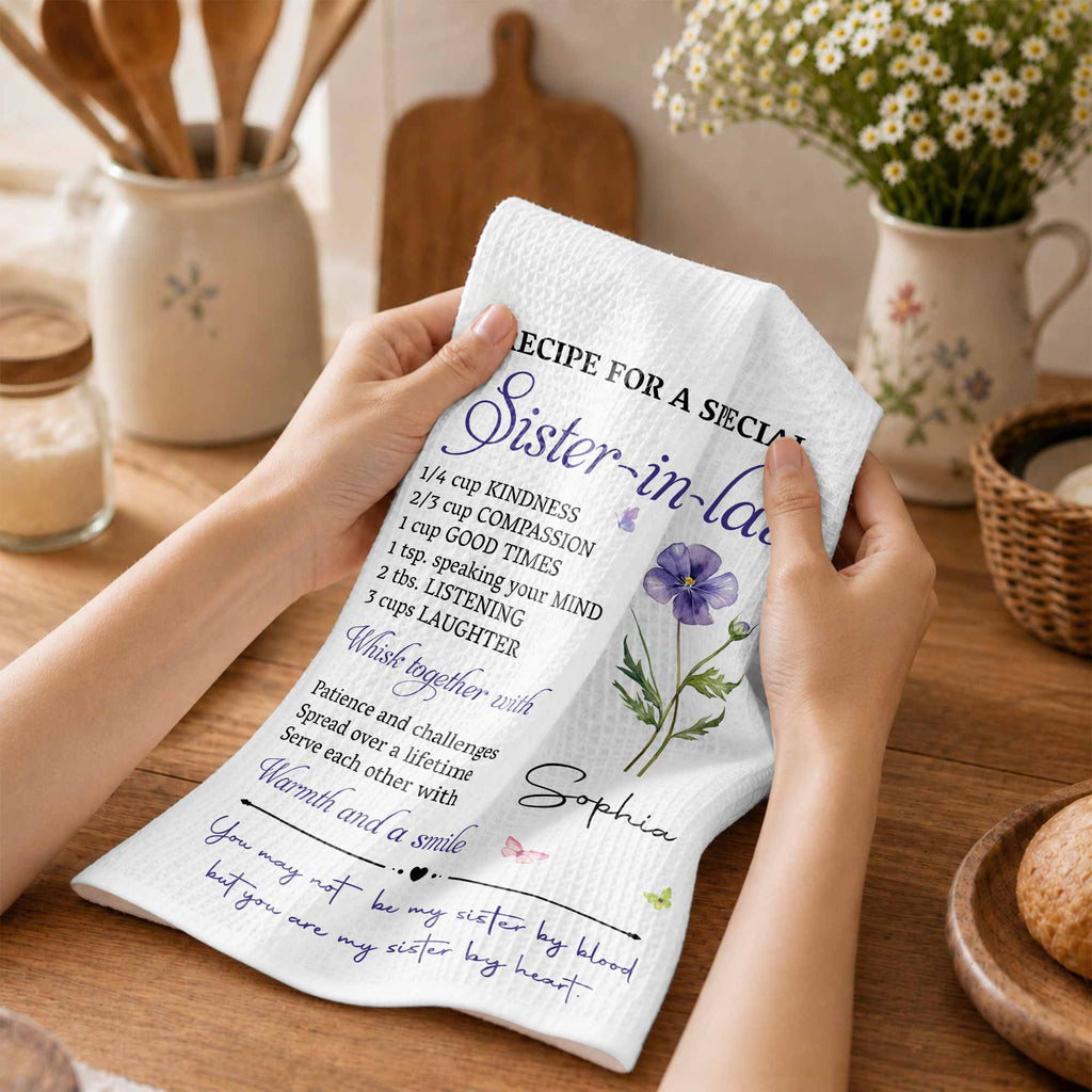 Personalized Kitchen Towel Recipe for Sister-in-law Gift Home Kitchen Towel GradoCreations