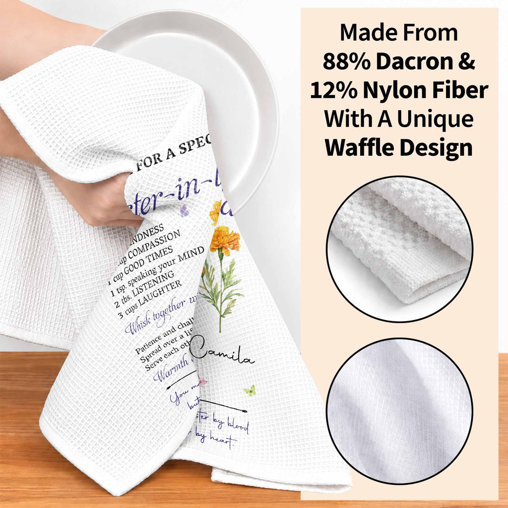 Personalized Kitchen Towel Recipe for Sister-in-law Gift Home Kitchen Towel GradoCreations