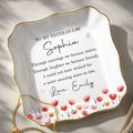 Personalized Lace Square Jewelry Dish Custom Birth Flowers Gift for Sister-in-Law