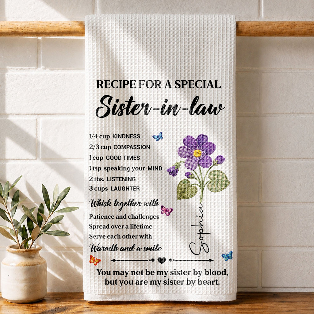 Personalized Kitchen Towel Custom Recipe for Sister-in-Law Gift