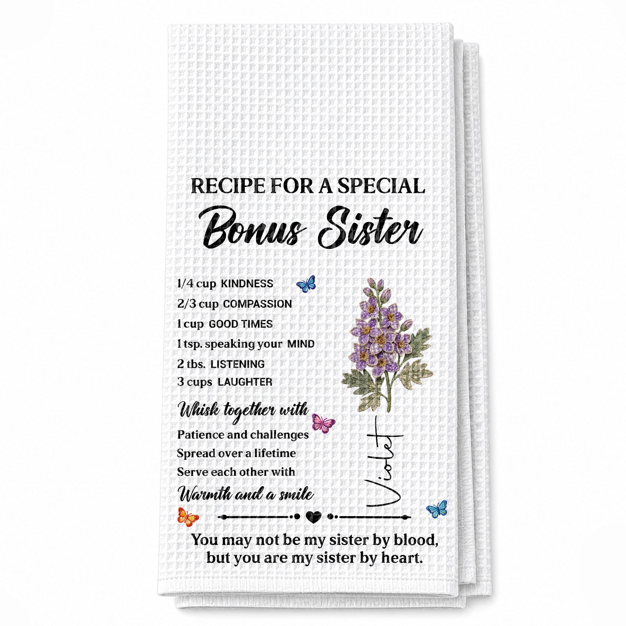 Personalized Kitchen Towel Custom Recipe for Sister-in-Law Gift