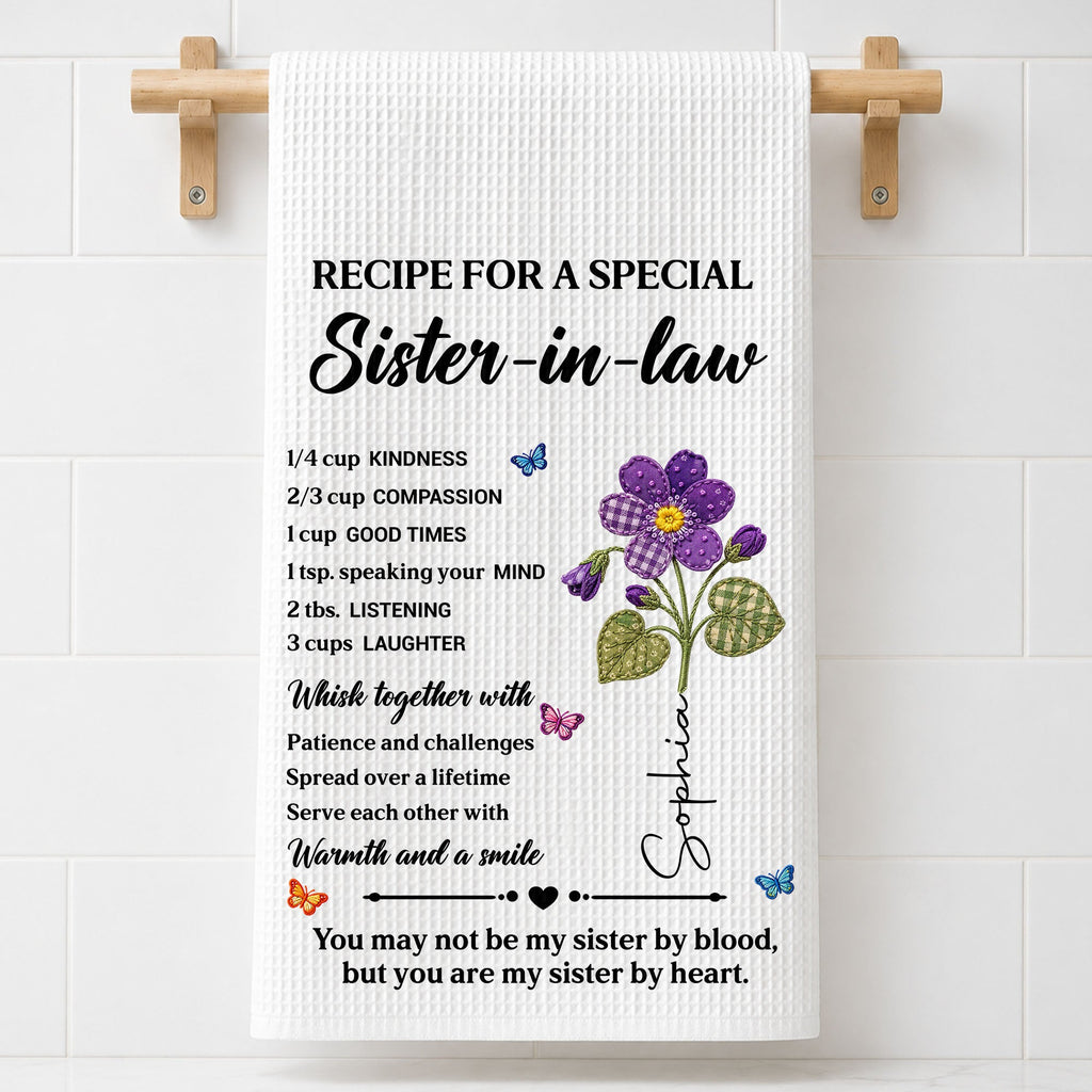 Personalized Kitchen Towel Custom Recipe for Sister-in-Law Gift