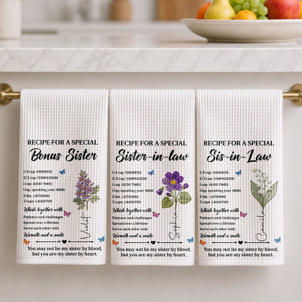 Personalized Kitchen Towel Custom Recipe for Sister-in-Law Gift