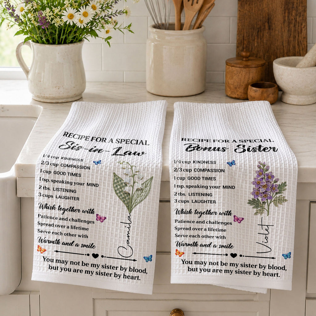 Personalized Kitchen Towel Custom Recipe for Sister-in-Law Gift