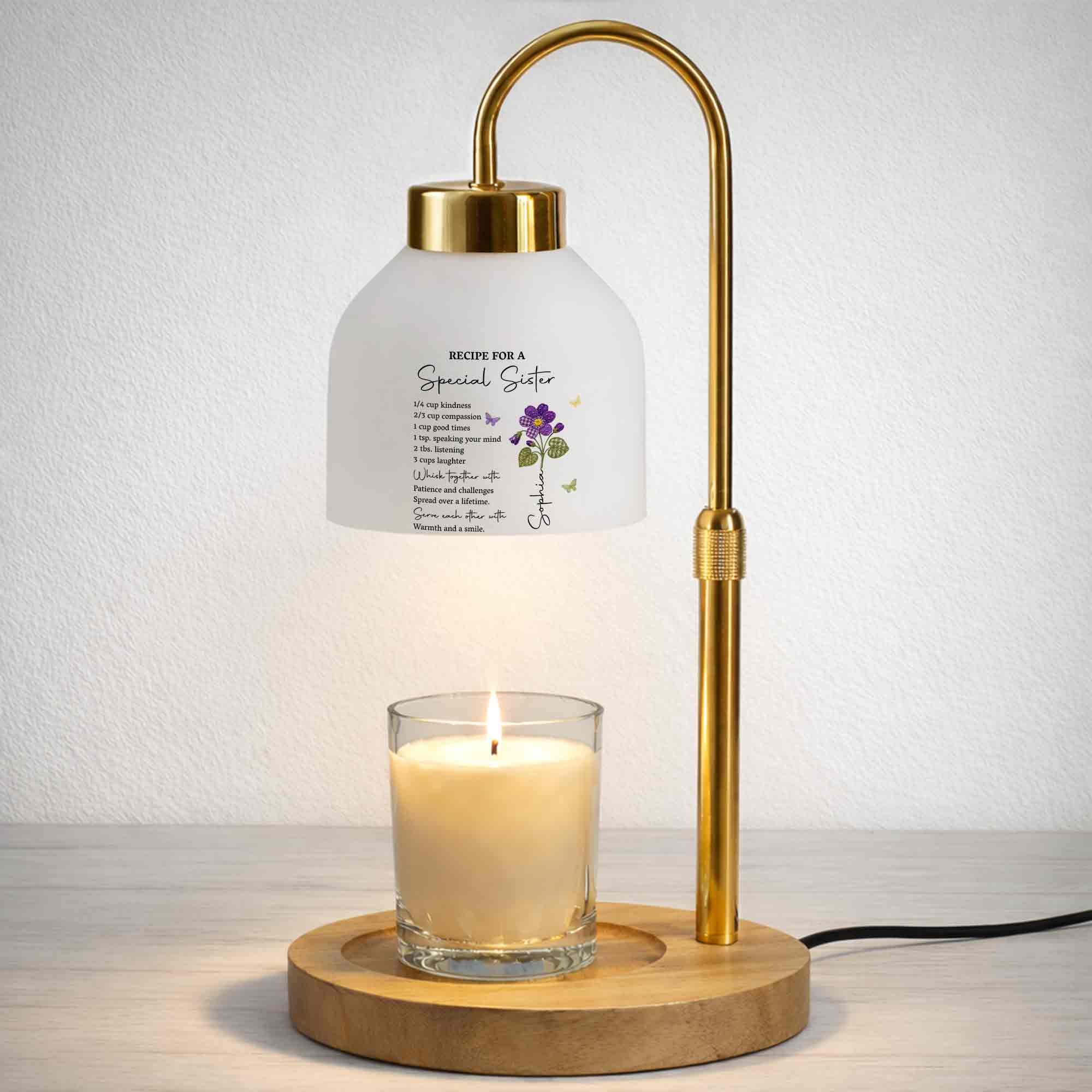 Personalized Candle Warmer Lamp with Custom Design for Sister Candle Warmer Lamp GradoCreations