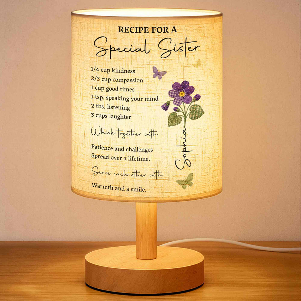 Personalized Fabric Lamp Custom Name Floral Butterfly Gift for Sister Fabric Lamp GradoCreations