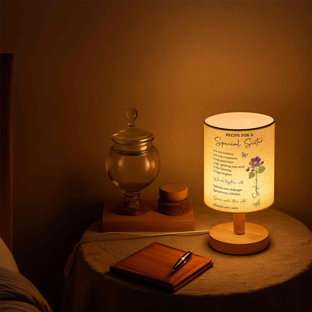 Personalized Fabric Lamp Custom Name Floral Butterfly Gift for Sister Fabric Lamp GradoCreations