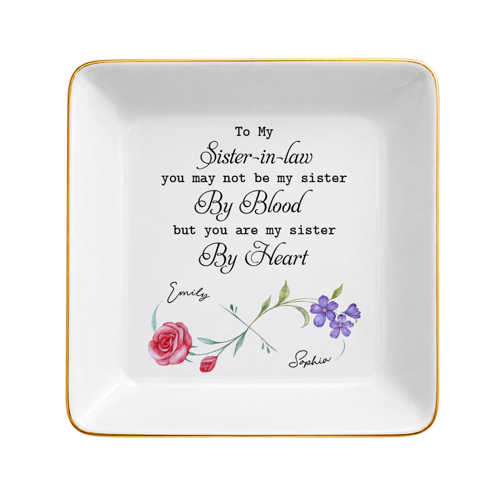 Personalized Birth Month Flowers Jewelry Dish Gift for Sister-in-Law