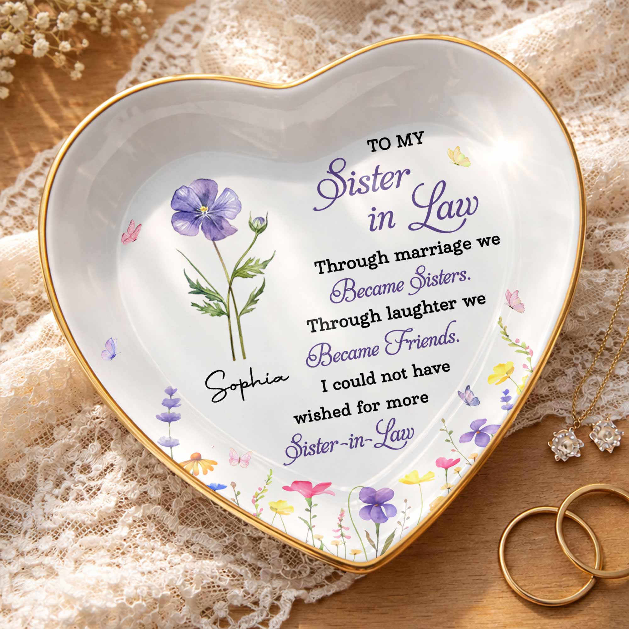 Personalized Heart Jewelry Dish Custom Name Gift for Sister Heart Jewelry Dish GradoCreations