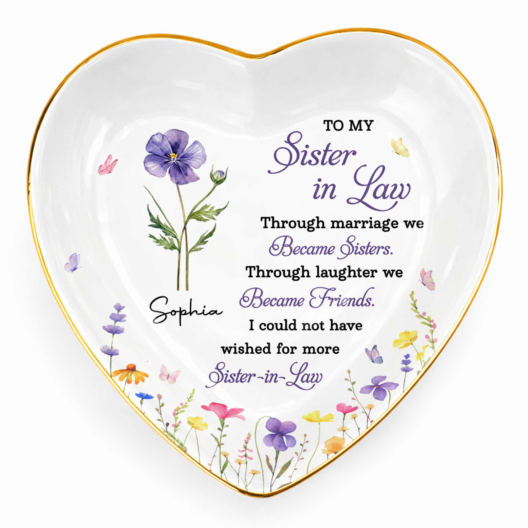 Personalized Heart Jewelry Dish Custom Name Gift for Sister Heart Jewelry Dish GradoCreations