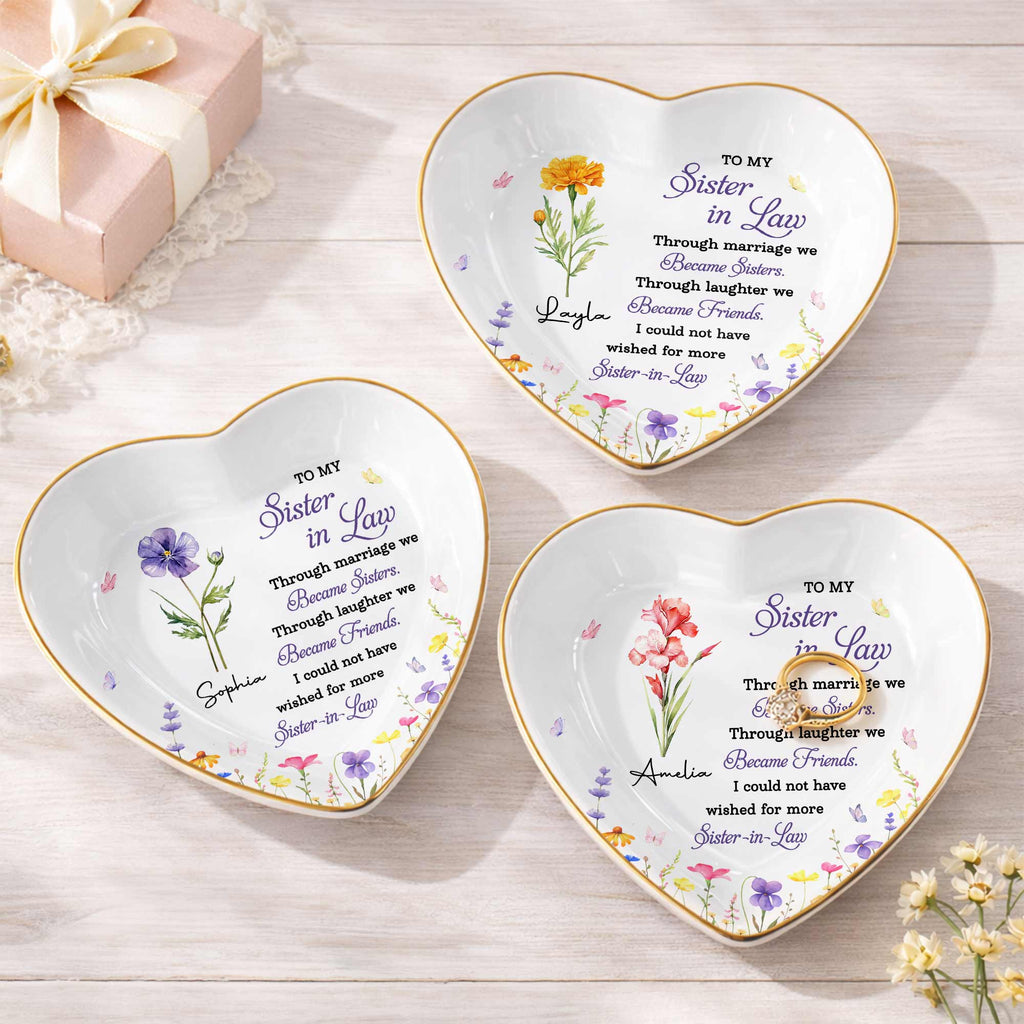 Personalized Heart Jewelry Dish Custom Name Gift for Sister Heart Jewelry Dish GradoCreations
