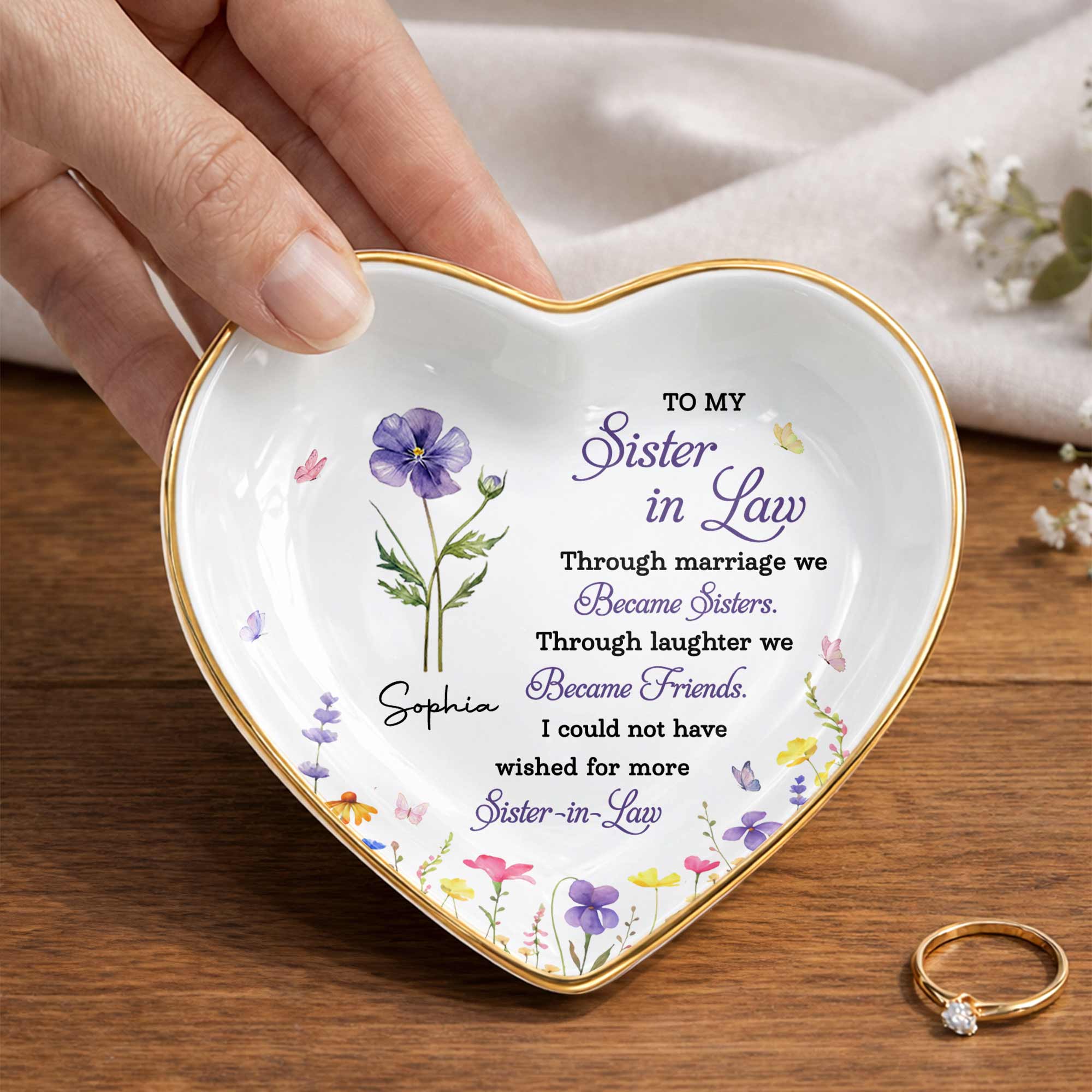 Personalized Heart Jewelry Dish Custom Name Gift for Sister Heart Jewelry Dish GradoCreations