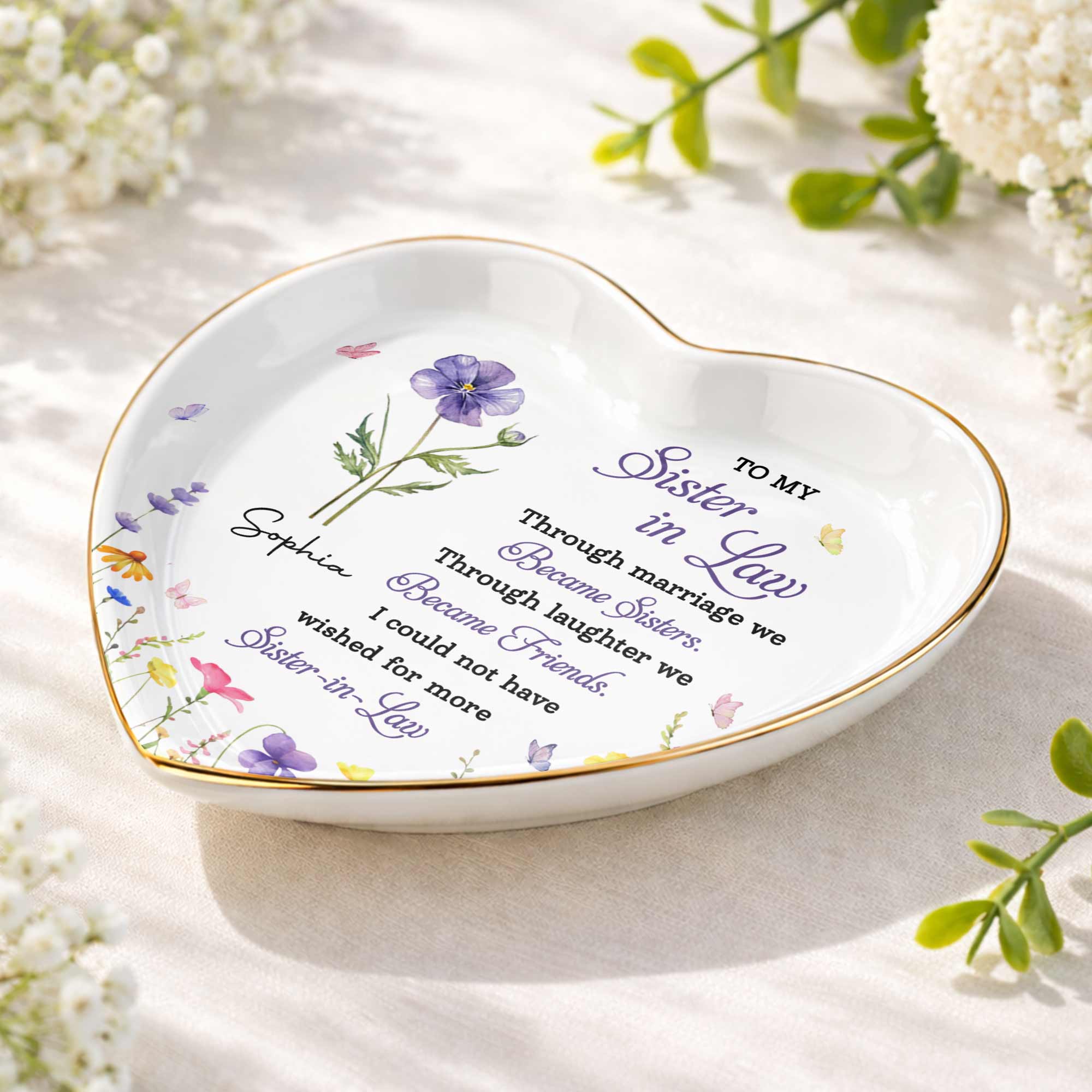 Personalized Heart Jewelry Dish Custom Name Gift for Sister Heart Jewelry Dish GradoCreations