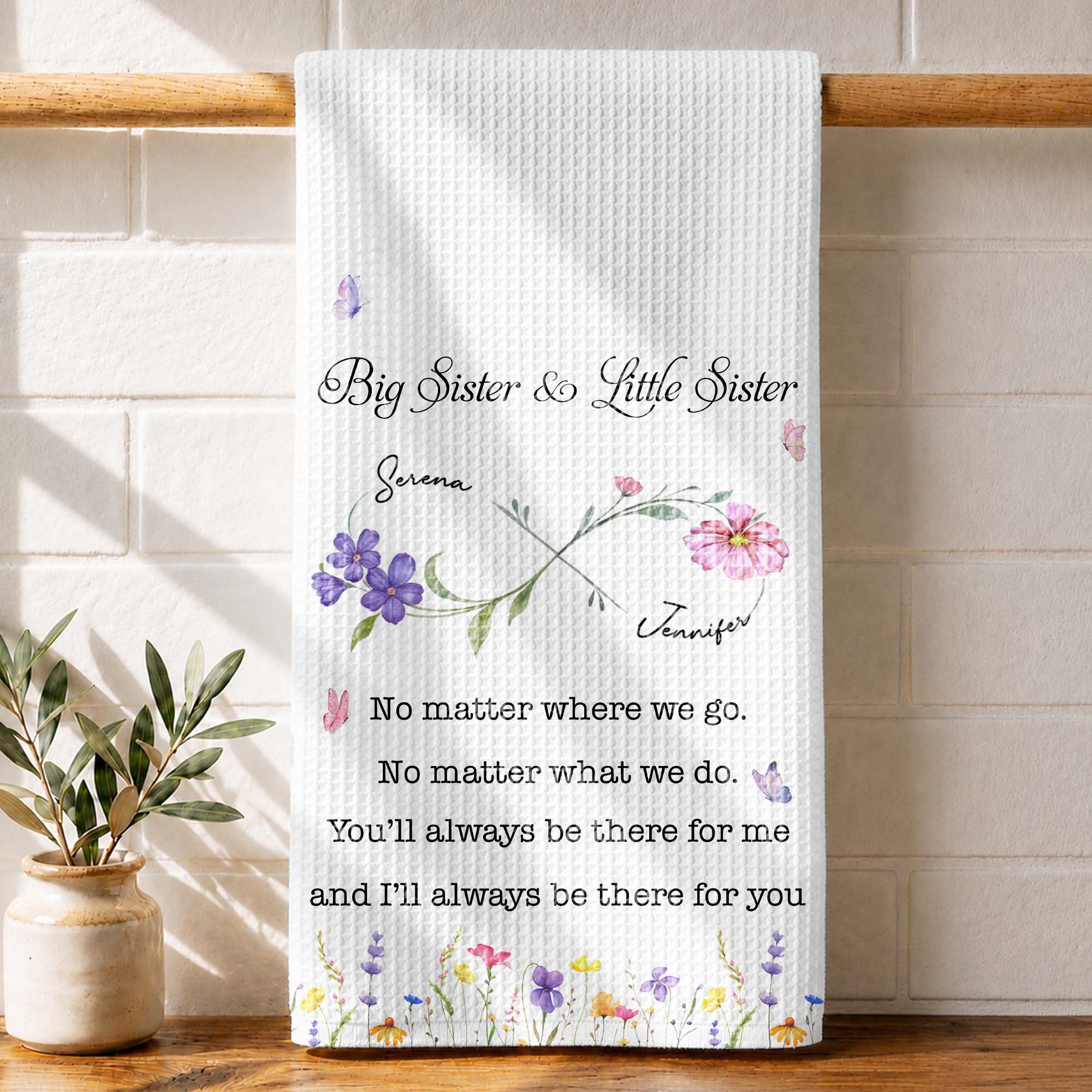 Personalized Kitchen Towel Big Sister Little Sister Gift
