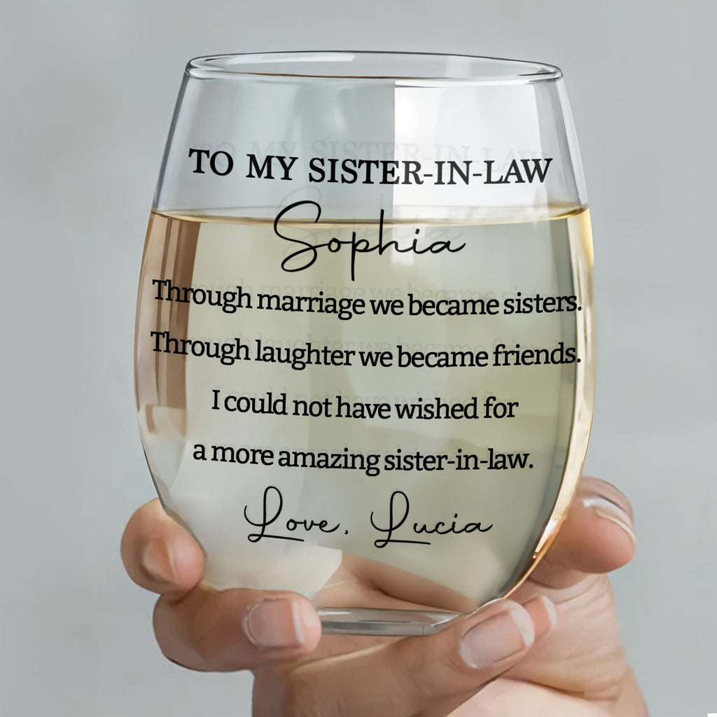 Personalized Stemless Wine Glass Gift for Sister-in-Law