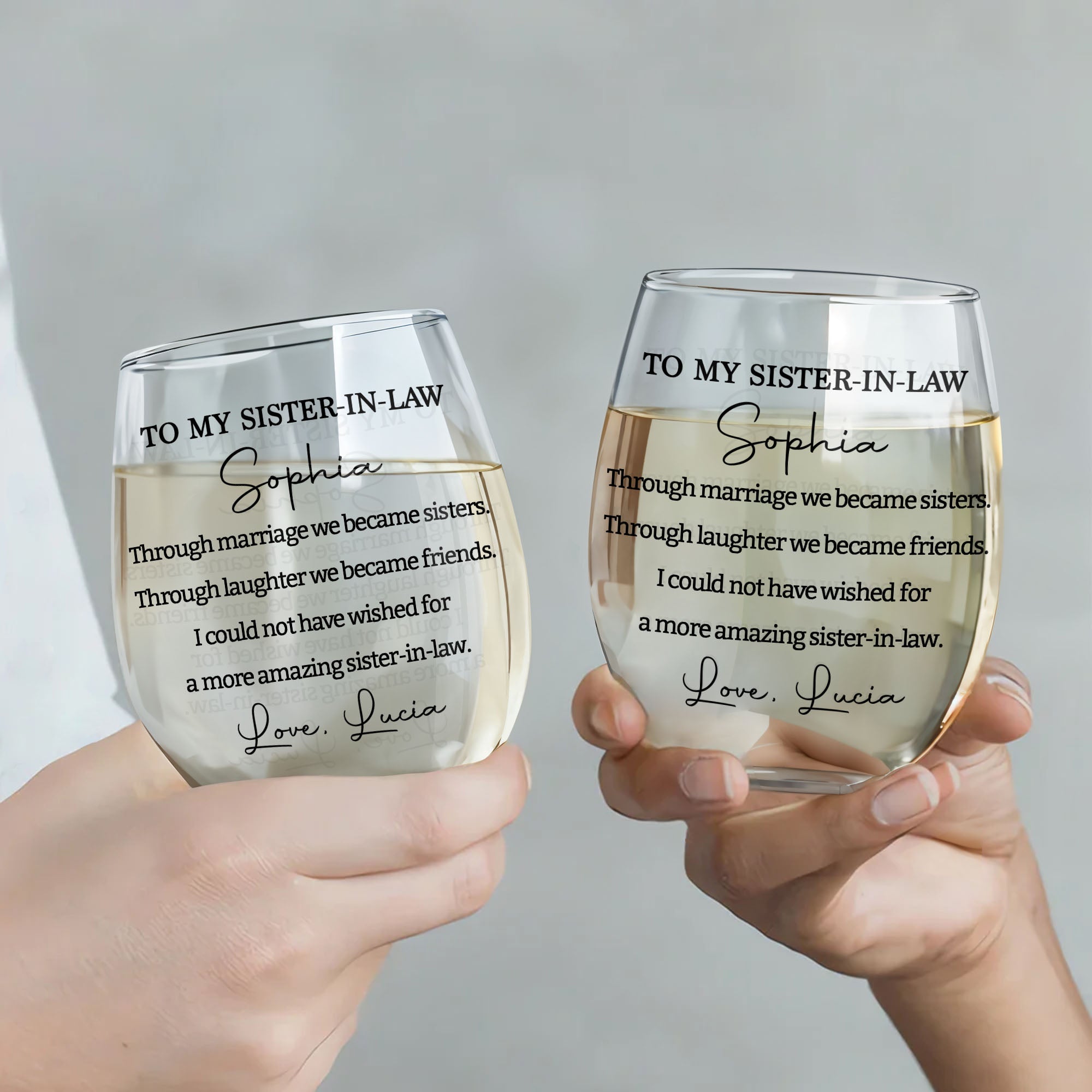Personalized Stemless Wine Glass Gift for Sister-in-Law
