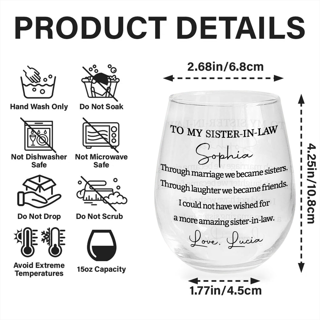 Personalized Stemless Wine Glass Gift for Sister-in-Law