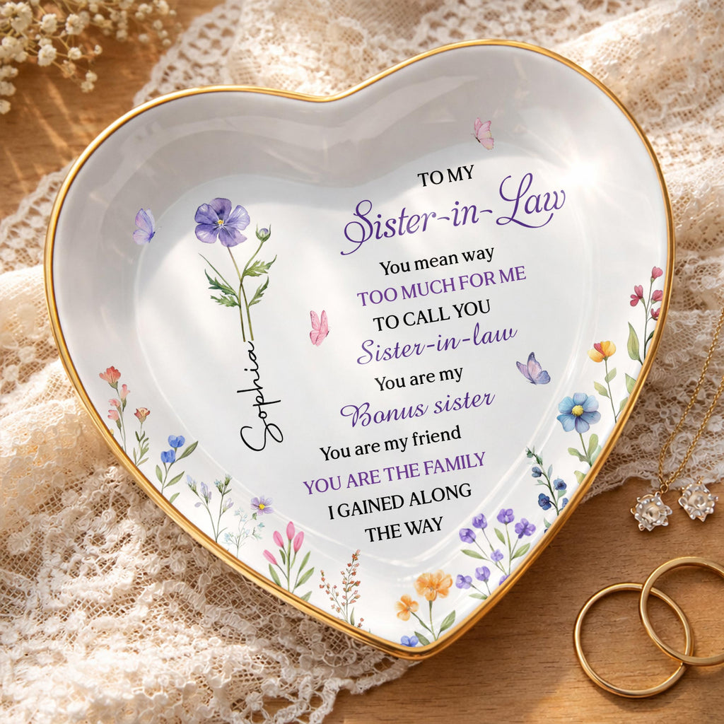 Personalized Heart Jewelry Dish Custom Name Gift for Sister Heart Jewelry Dish GradoCreations