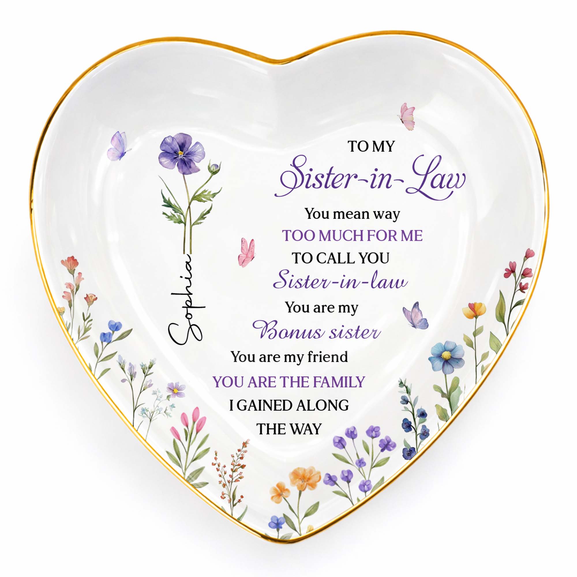 Personalized Heart Jewelry Dish Custom Name Gift for Sister Heart Jewelry Dish GradoCreations