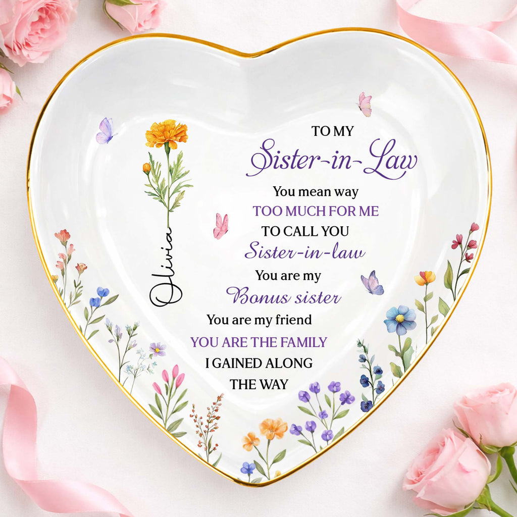 Personalized Heart Jewelry Dish Custom Name Gift for Sister Heart Jewelry Dish GradoCreations