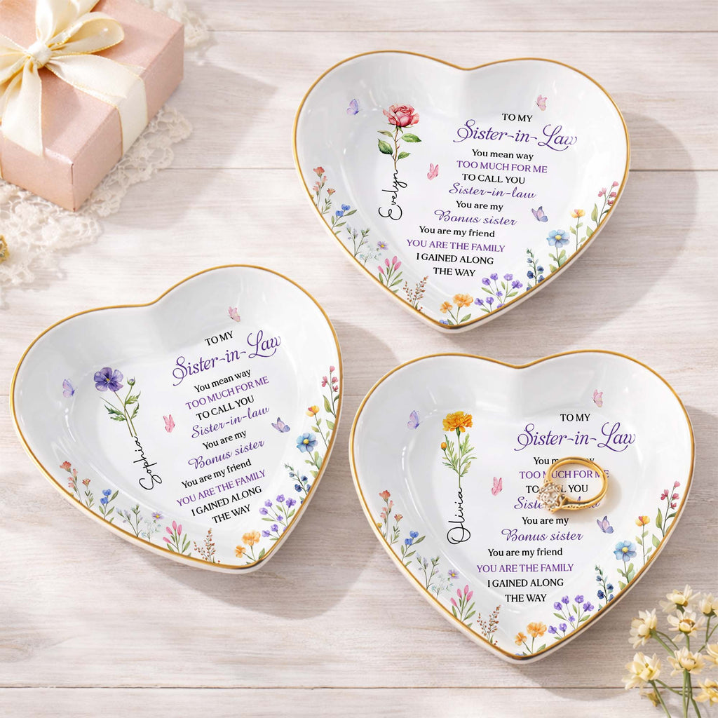 Personalized Heart Jewelry Dish Custom Name Gift for Sister Heart Jewelry Dish GradoCreations