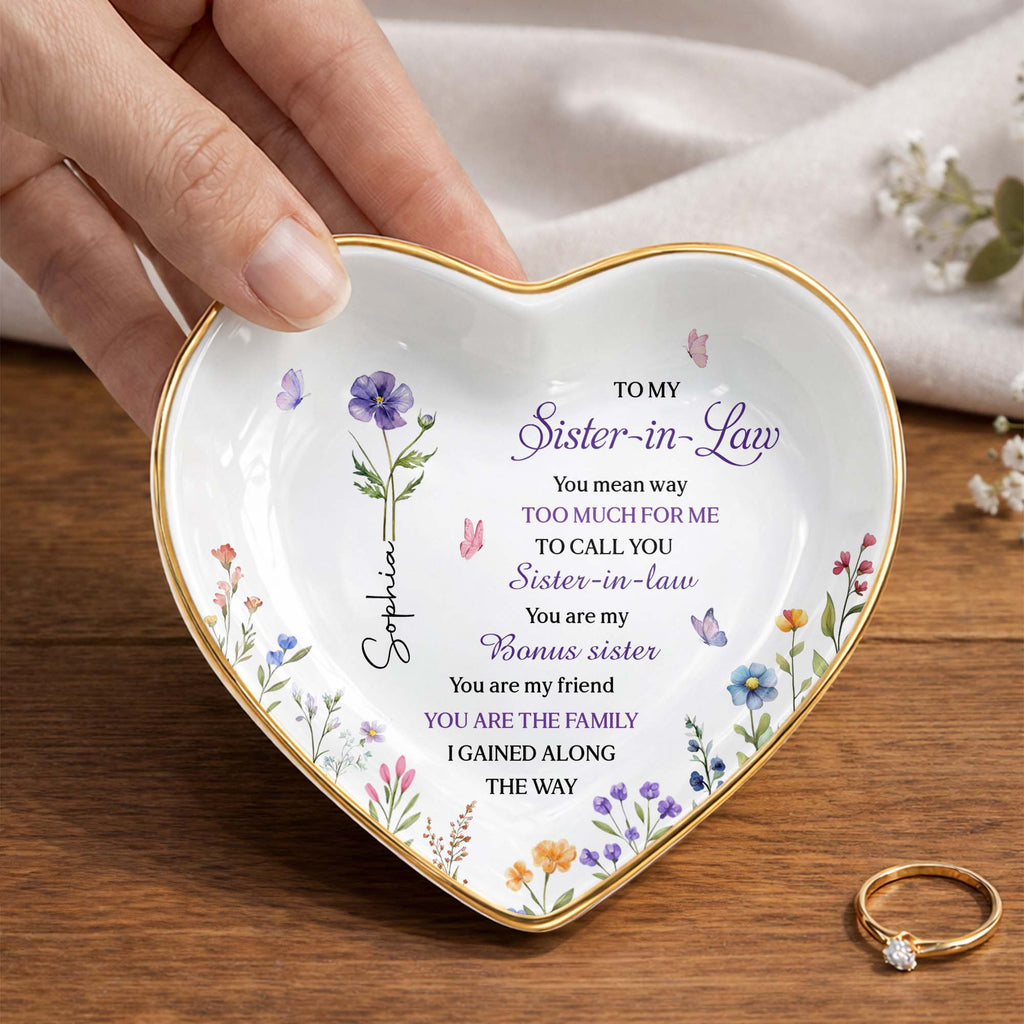 Personalized Heart Jewelry Dish Custom Name Gift for Sister Heart Jewelry Dish GradoCreations