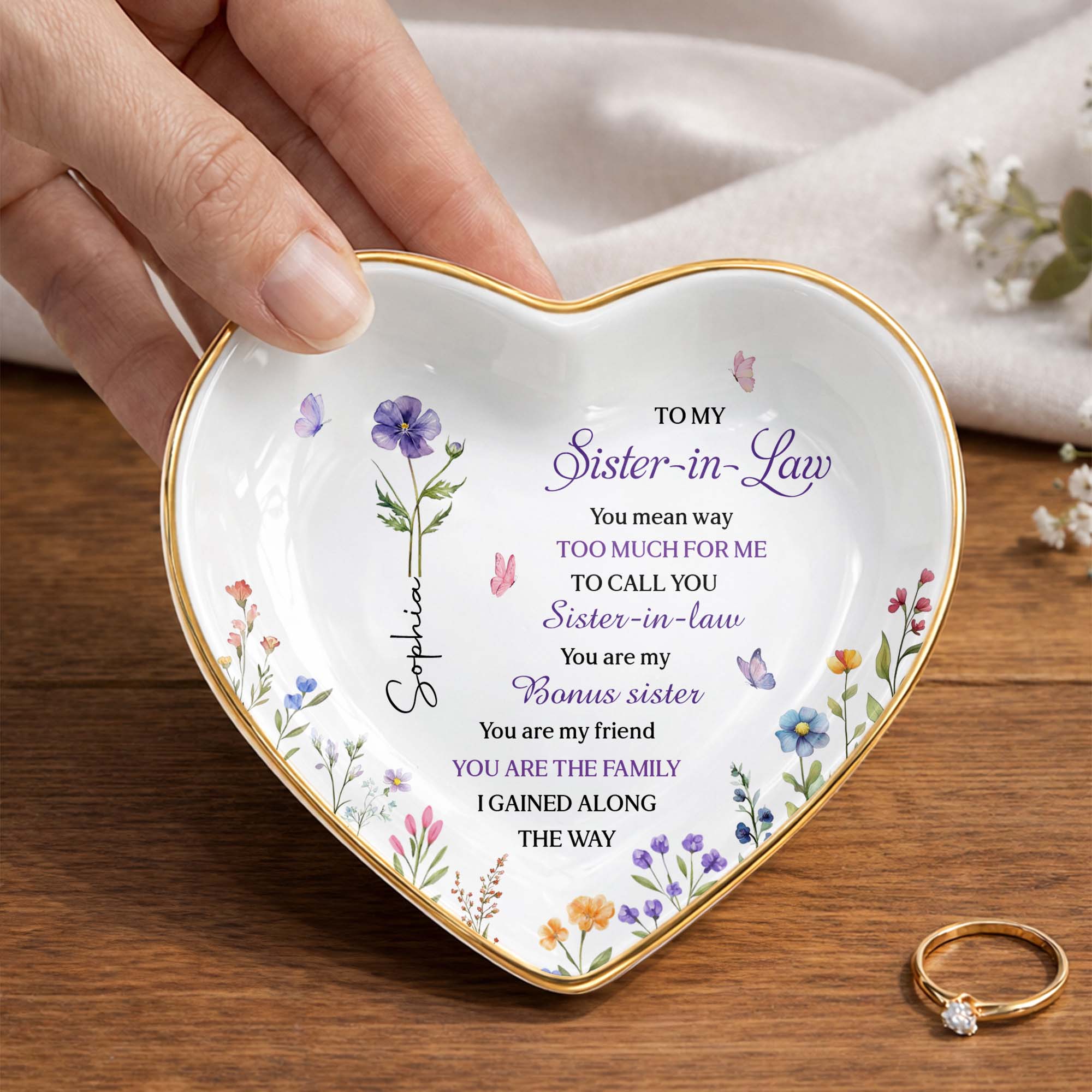 Personalized Heart Jewelry Dish Custom Name Gift for Sister Heart Jewelry Dish GradoCreations