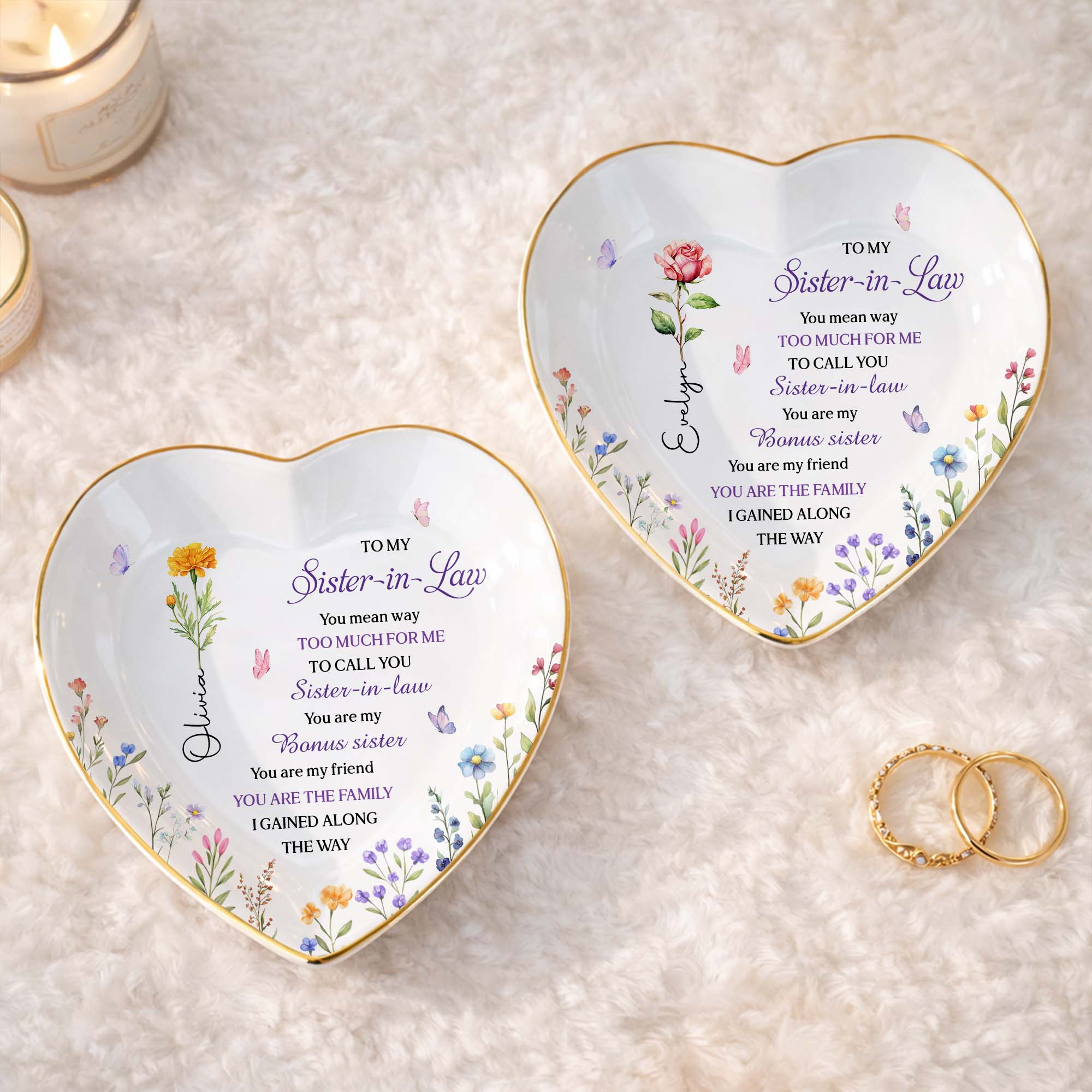 Personalized Heart Jewelry Dish Custom Name Gift for Sister Heart Jewelry Dish GradoCreations