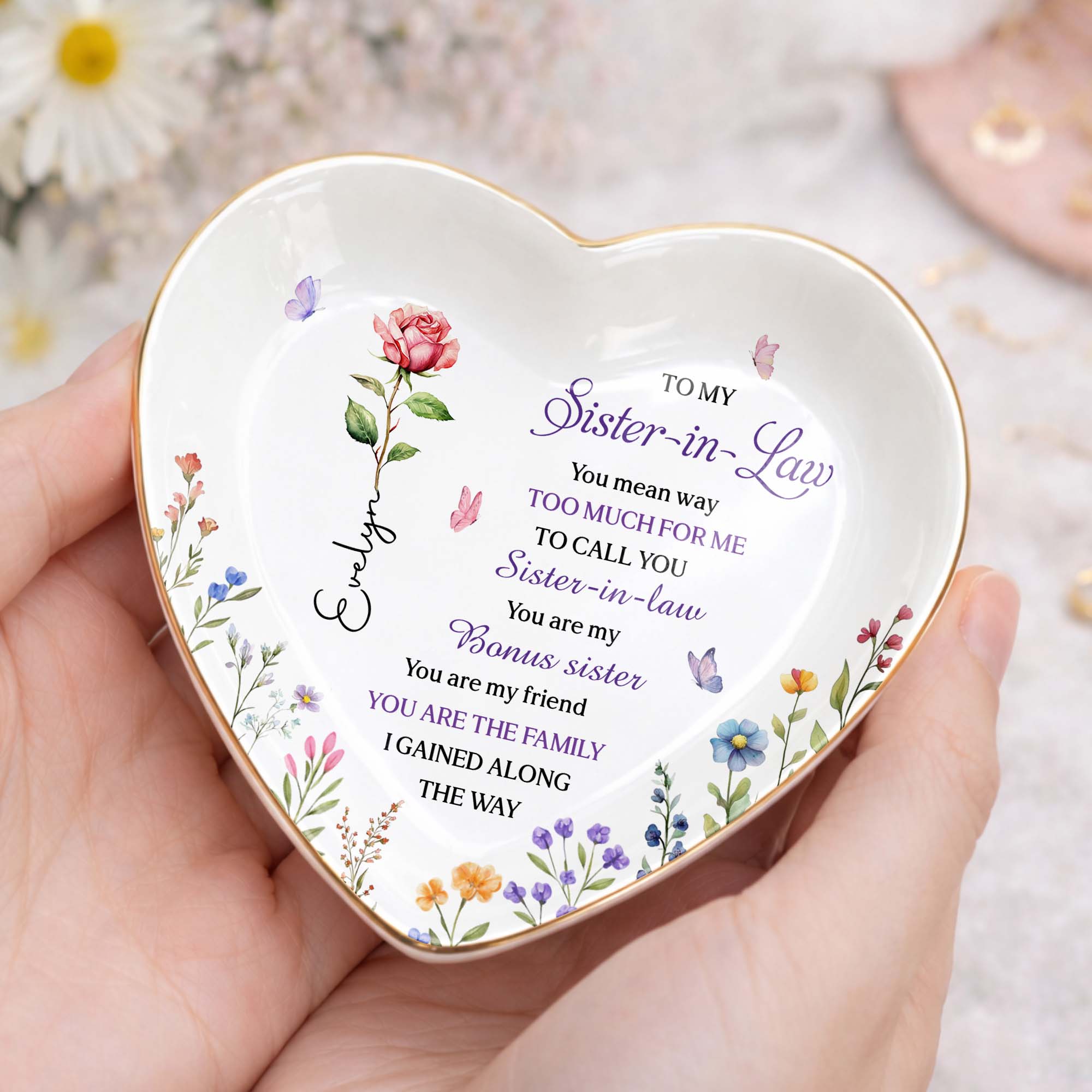 Personalized Heart Jewelry Dish Custom Name Gift for Sister Heart Jewelry Dish GradoCreations
