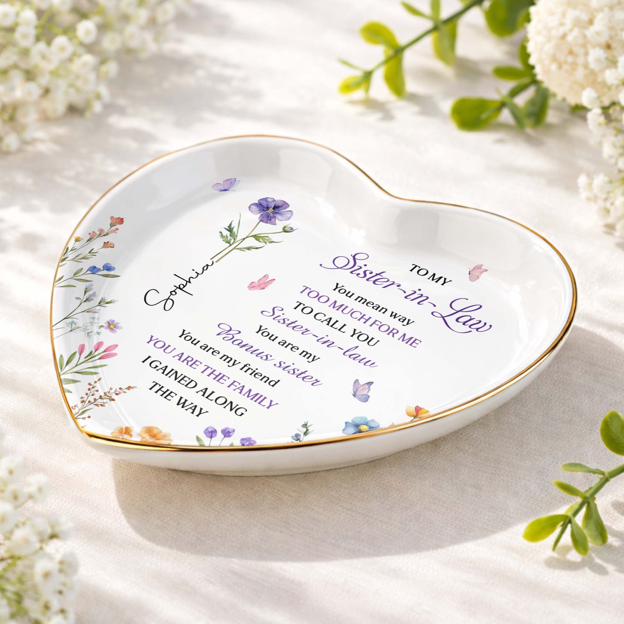 Personalized Heart Jewelry Dish Custom Name Gift for Sister Heart Jewelry Dish GradoCreations