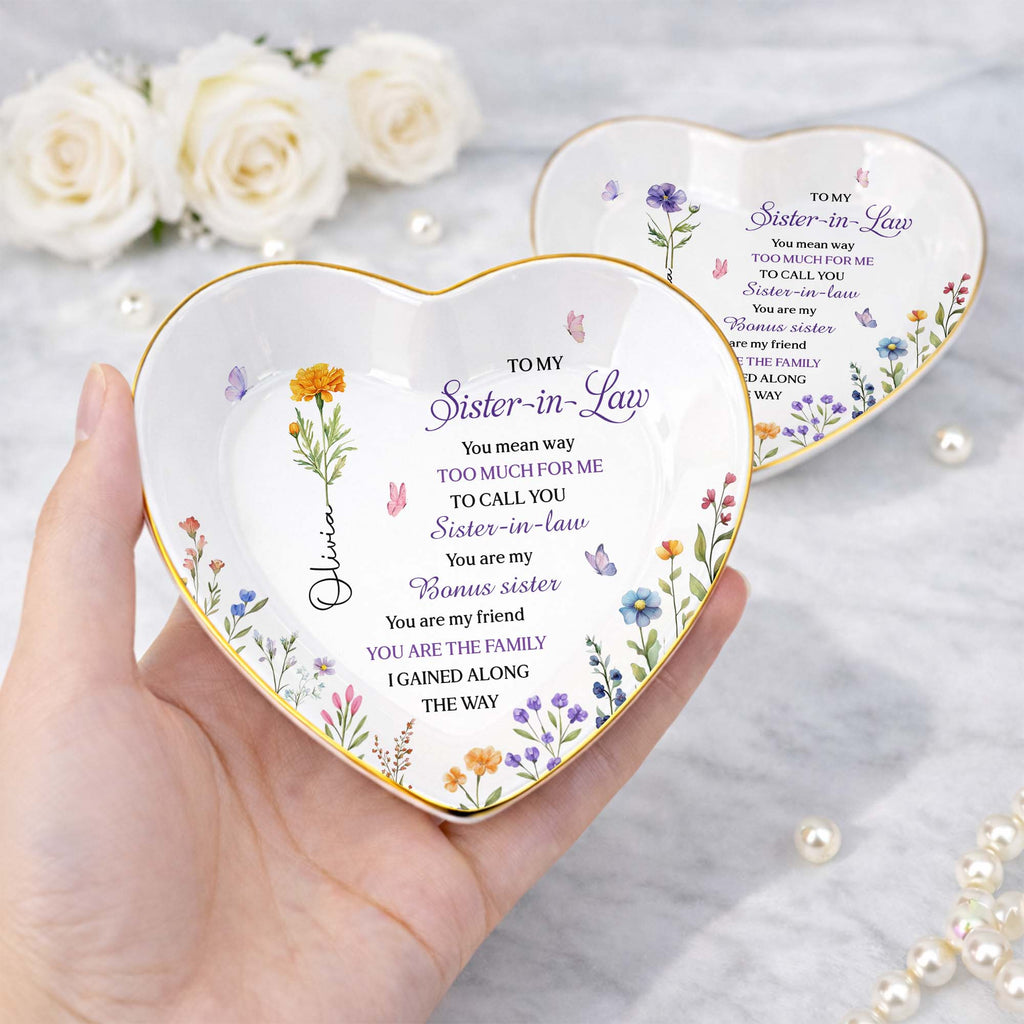 Personalized Heart Jewelry Dish Custom Name Gift for Sister Heart Jewelry Dish GradoCreations