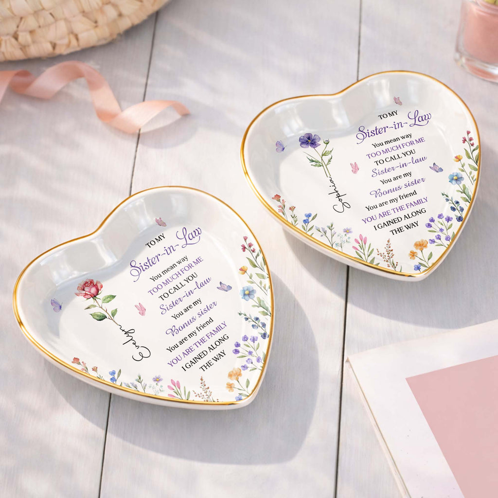 Personalized Heart Jewelry Dish Custom Name Gift for Sister Heart Jewelry Dish GradoCreations