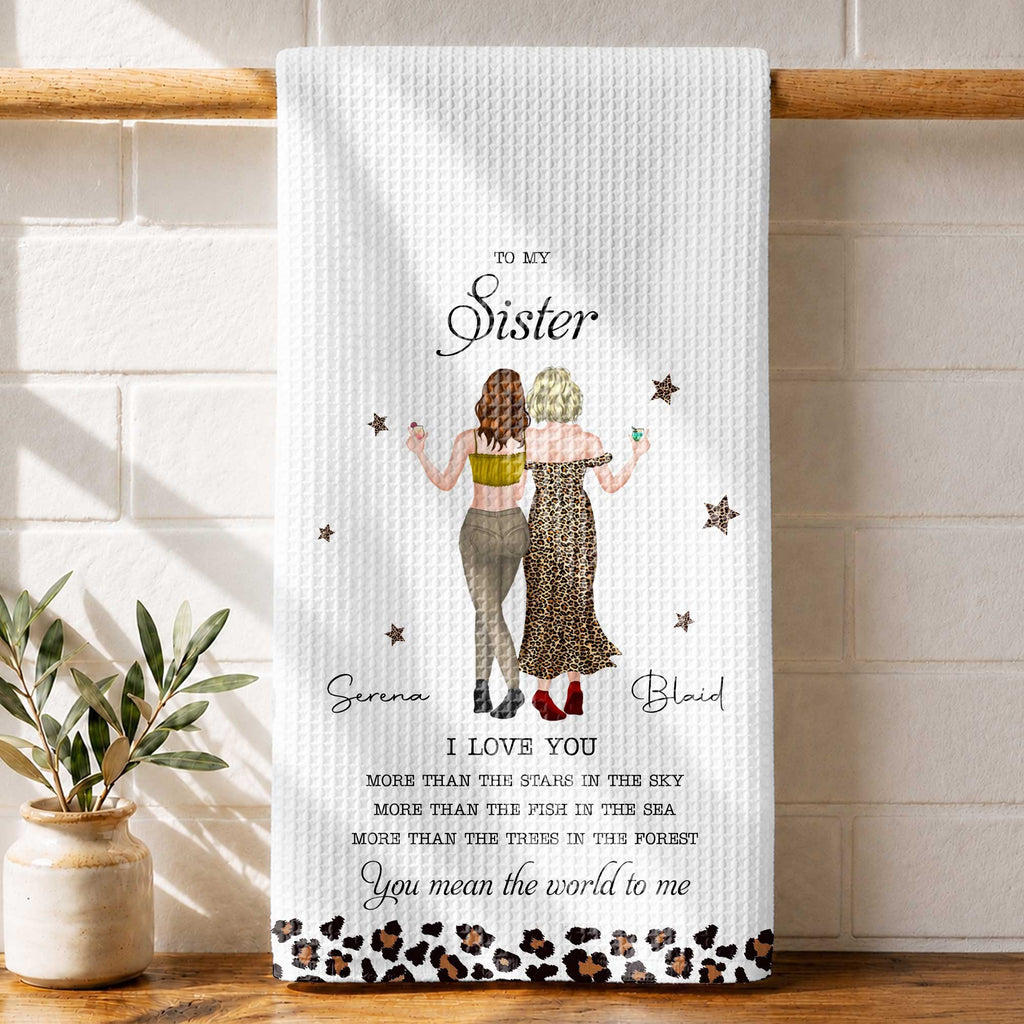 Personalized Kitchen Towel Custom Gift for Sister Love Message